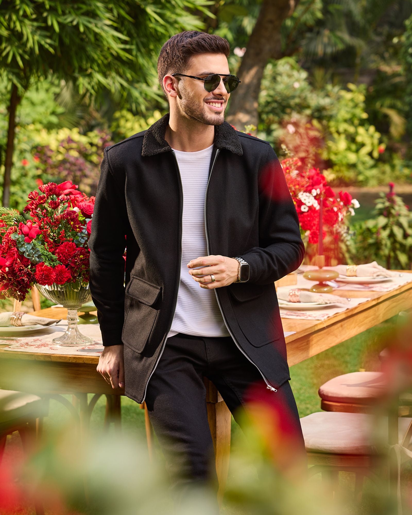 Black Sherpa-Collar Jacket