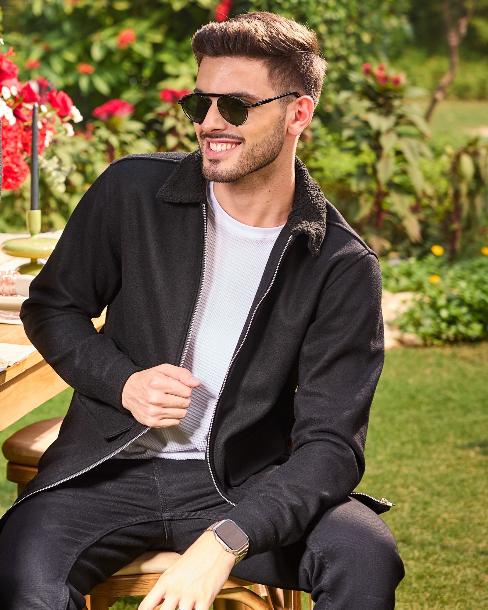 Black Sherpa-Collar Jacket