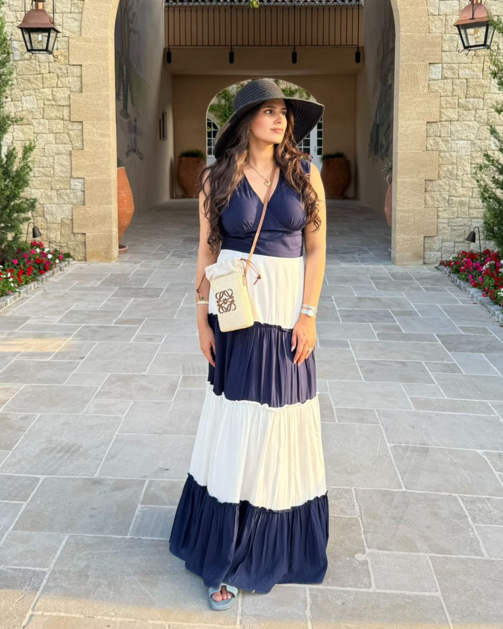 fitted lace wedding dress Navy & Ivory Maxi Dress – Zazu