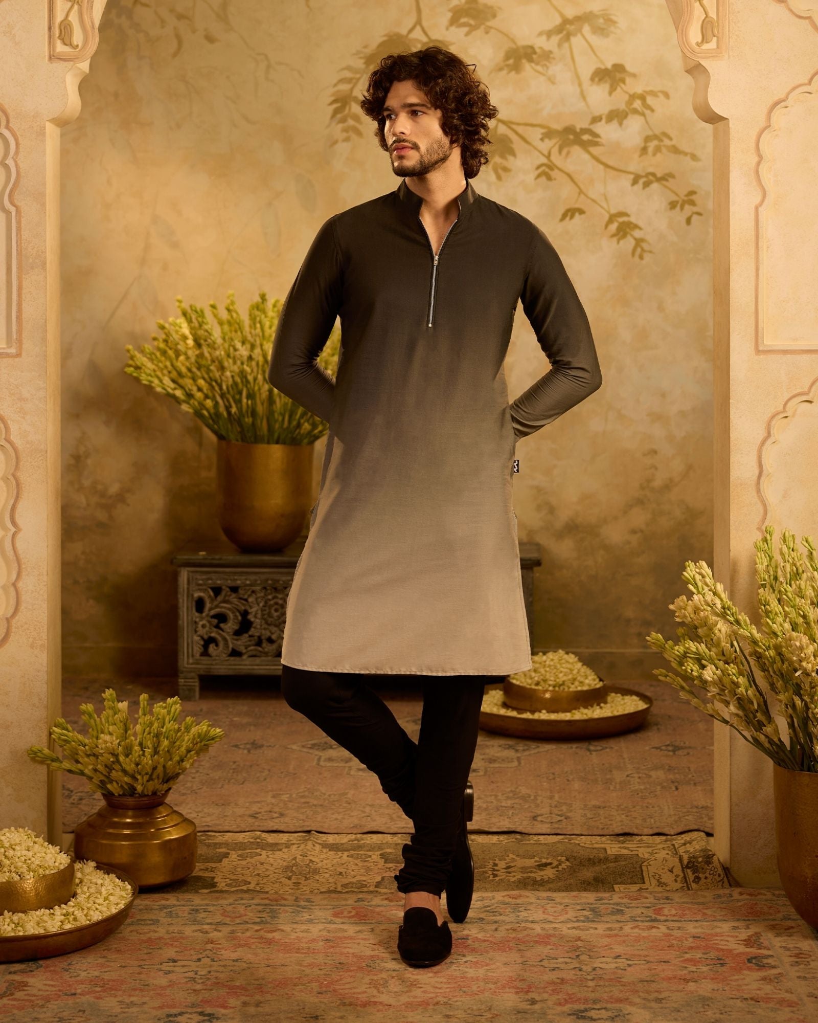 Black Ombre Kurta Set