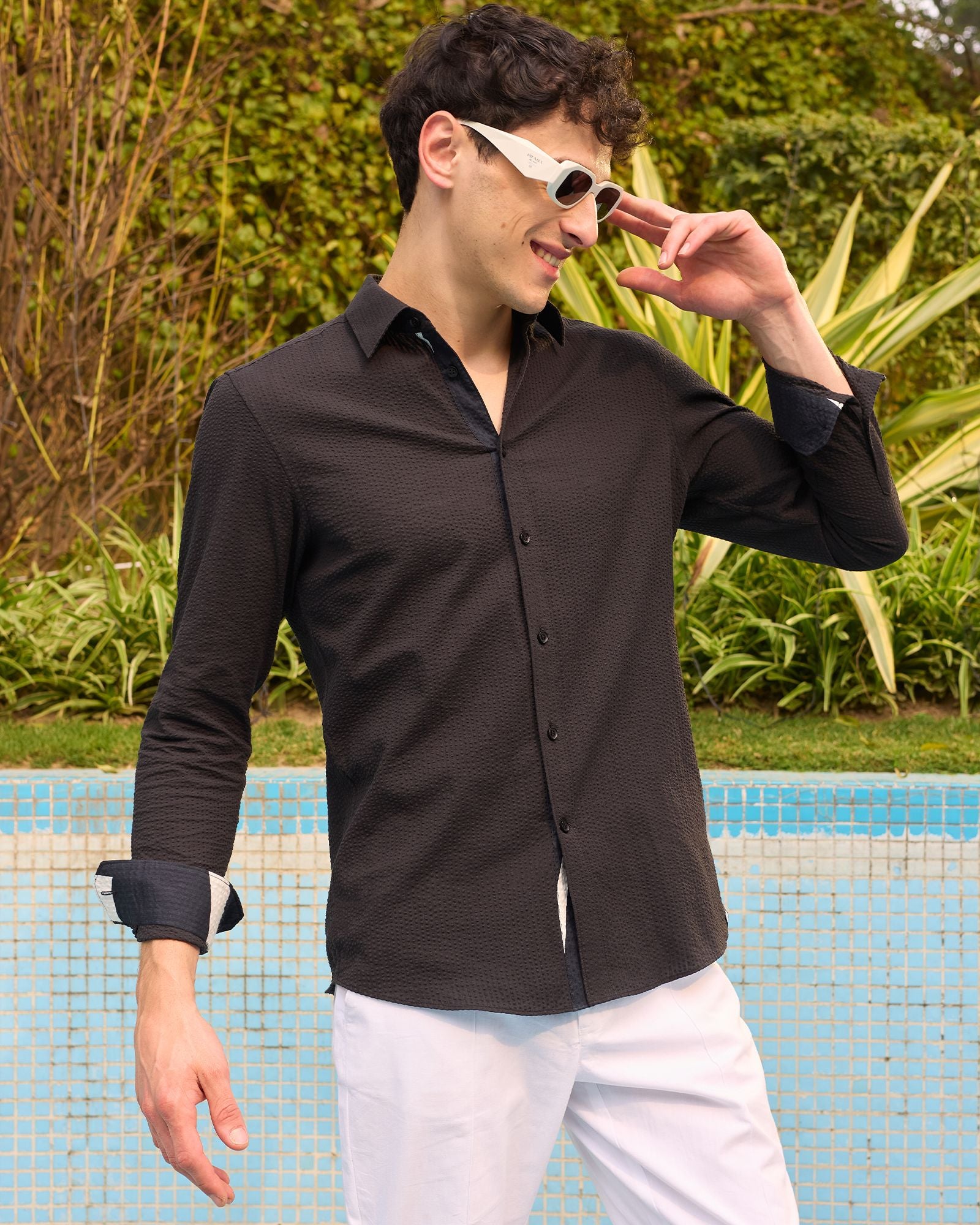Black Seersucker Shirt