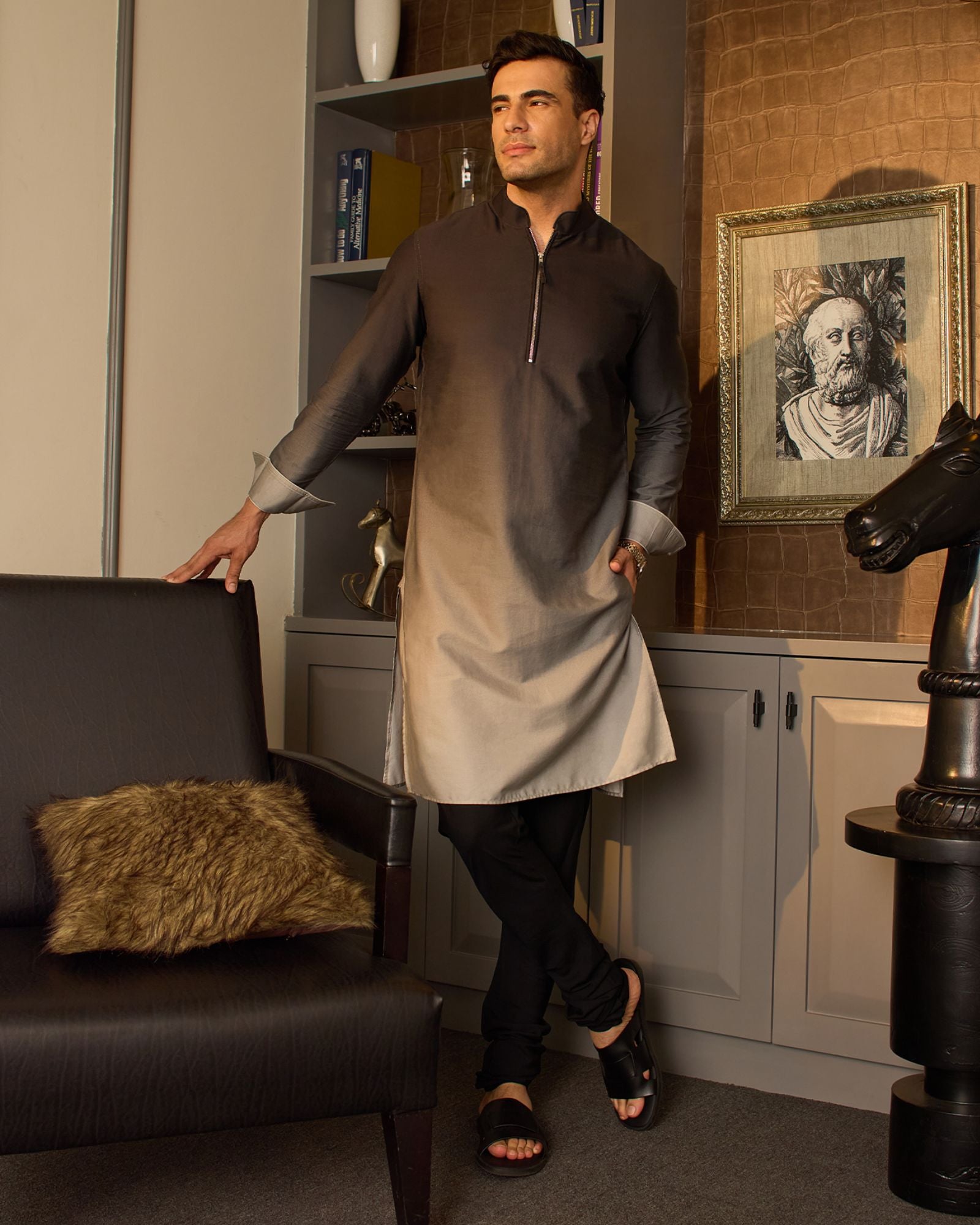 Black Ombre Kurta Set