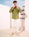 Olive Green Linen Shirt