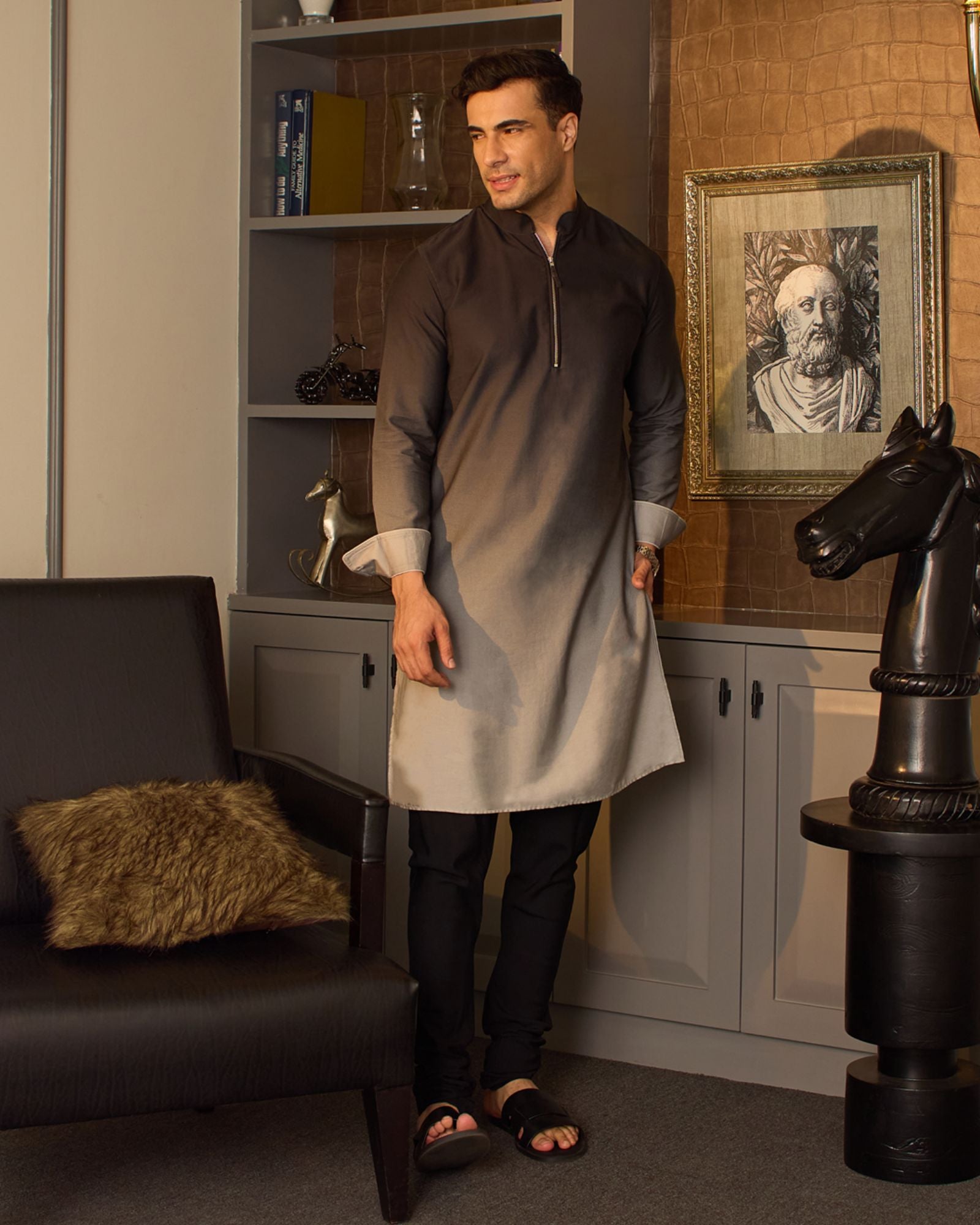 Black Ombre Kurta Set