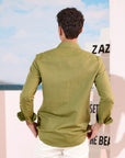 Olive Green Linen Shirt