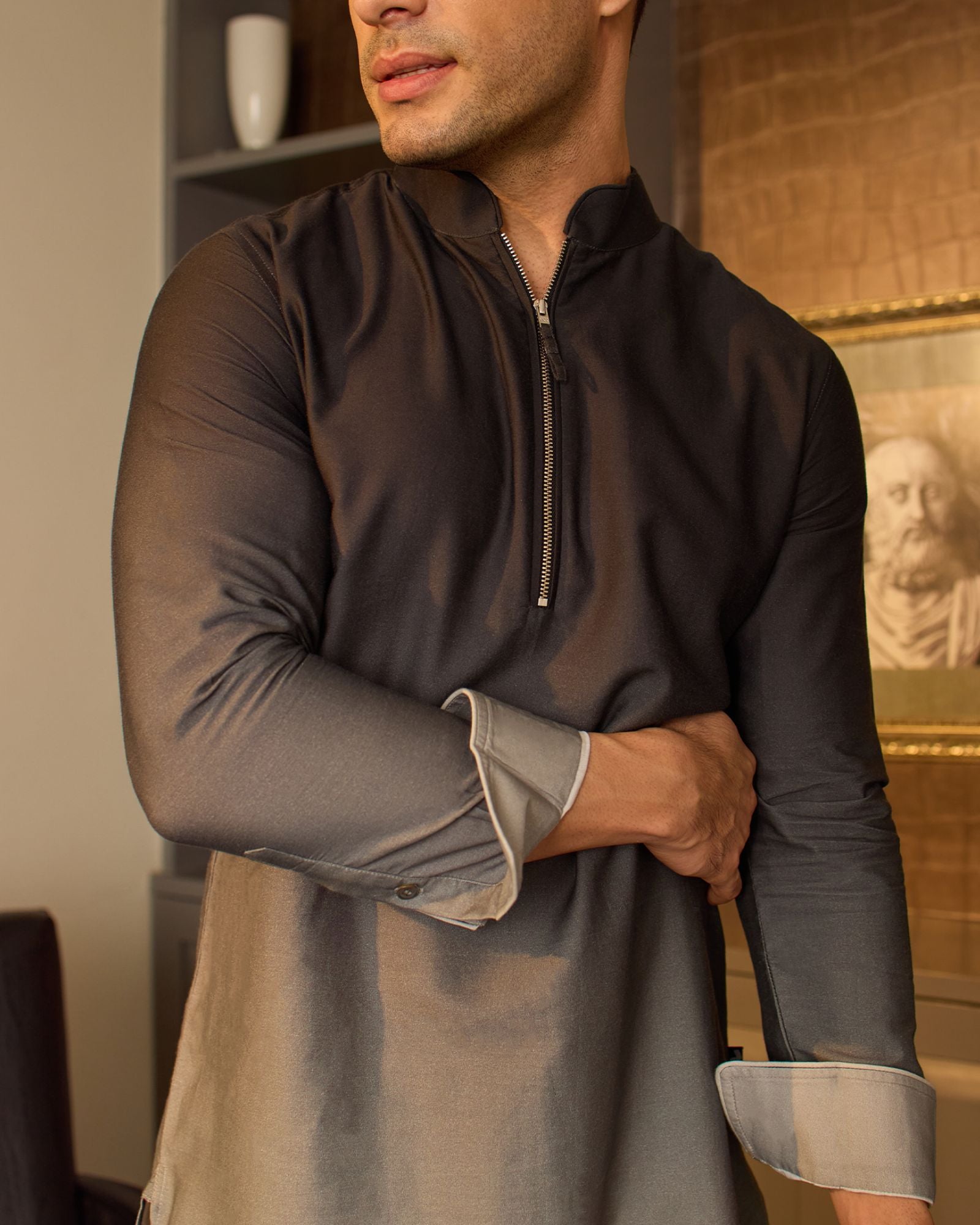 Black Ombre Kurta Set