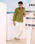 Olive Green Linen Shirt