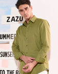 Olive Green Linen Shirt