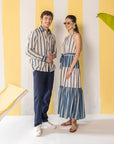 Blue & Beige Striped His & Hers Set