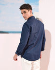 Navy Blue Linen Shirt
