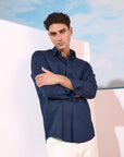 Navy Blue Linen Shirt