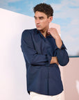 Navy Blue Linen Shirt