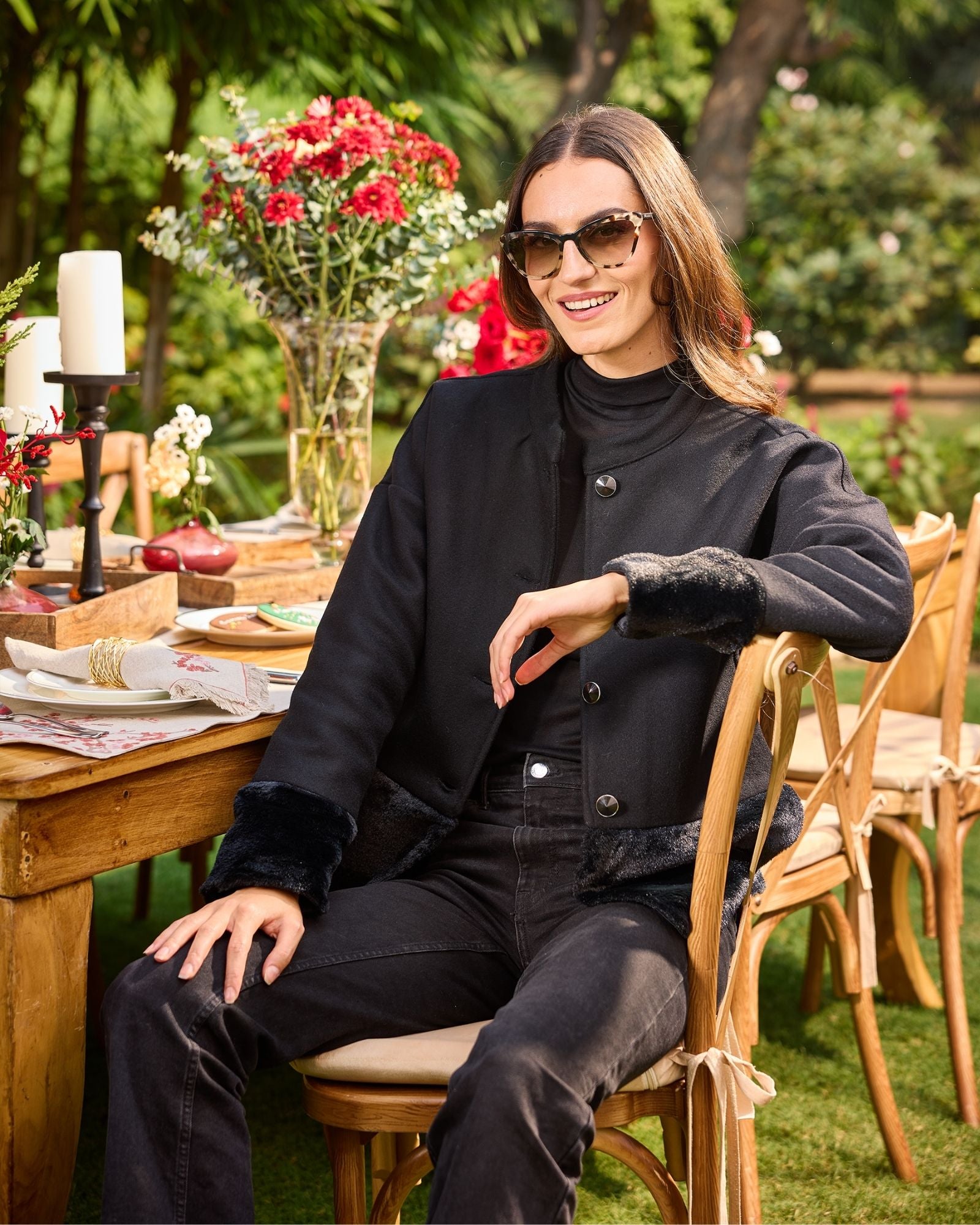 Black Fur-Trim Jacket
