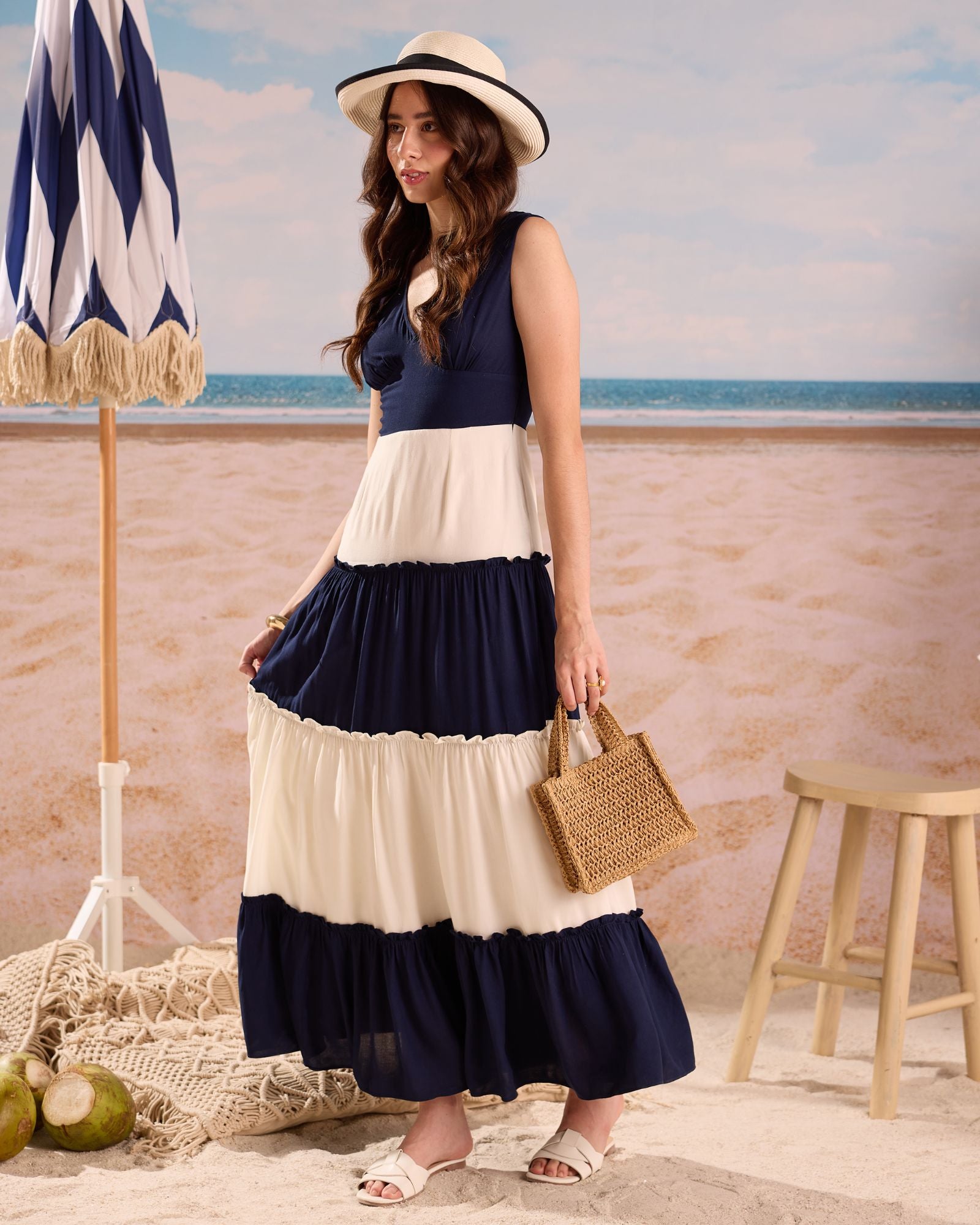 Navy & Ivory Maxi Dress