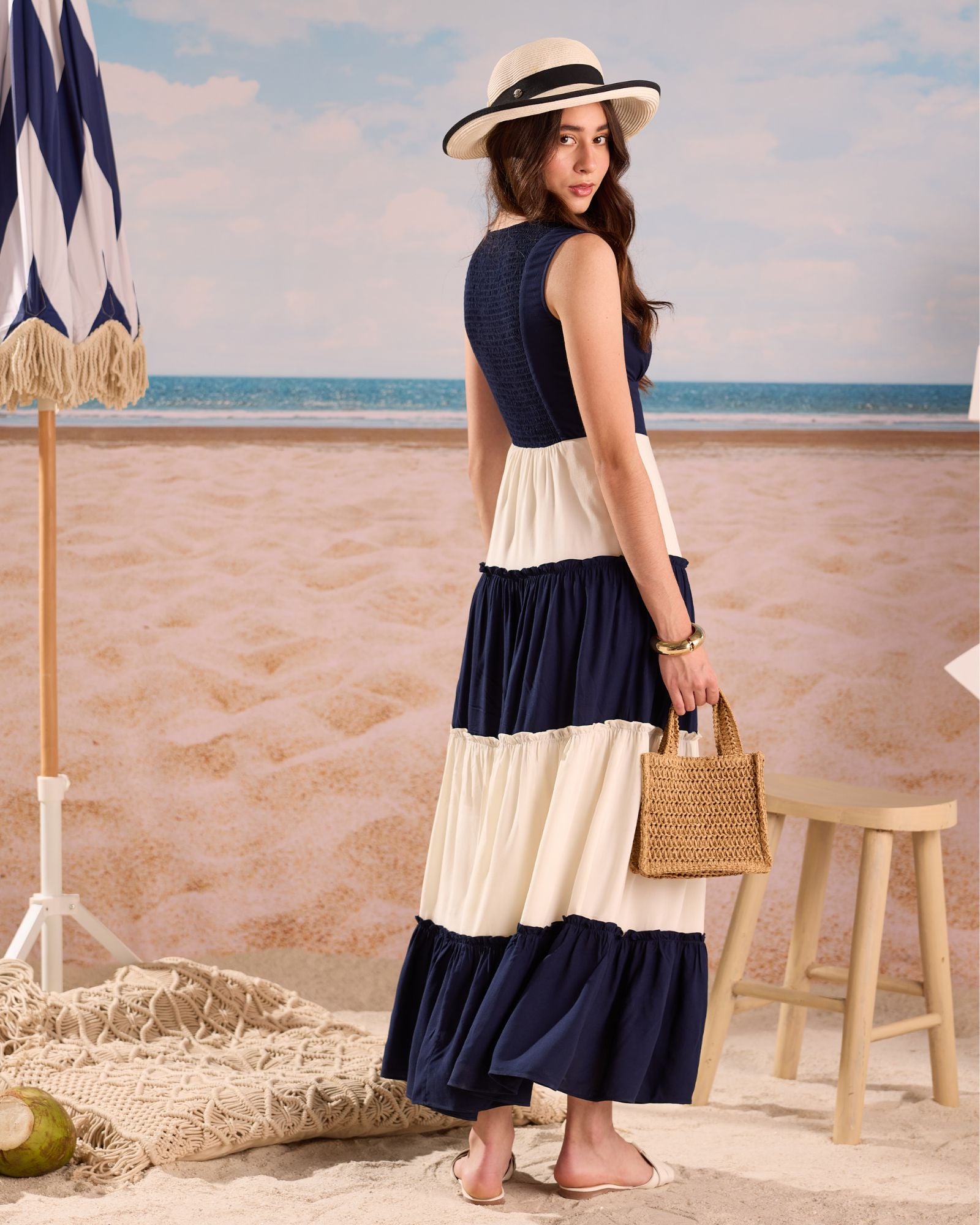 Navy & Ivory Maxi Dress