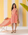 Red & White Striped Short Dress