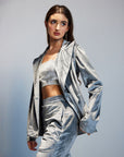 Grey Velvet Jacket Set