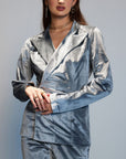 Grey Velvet Jacket Set