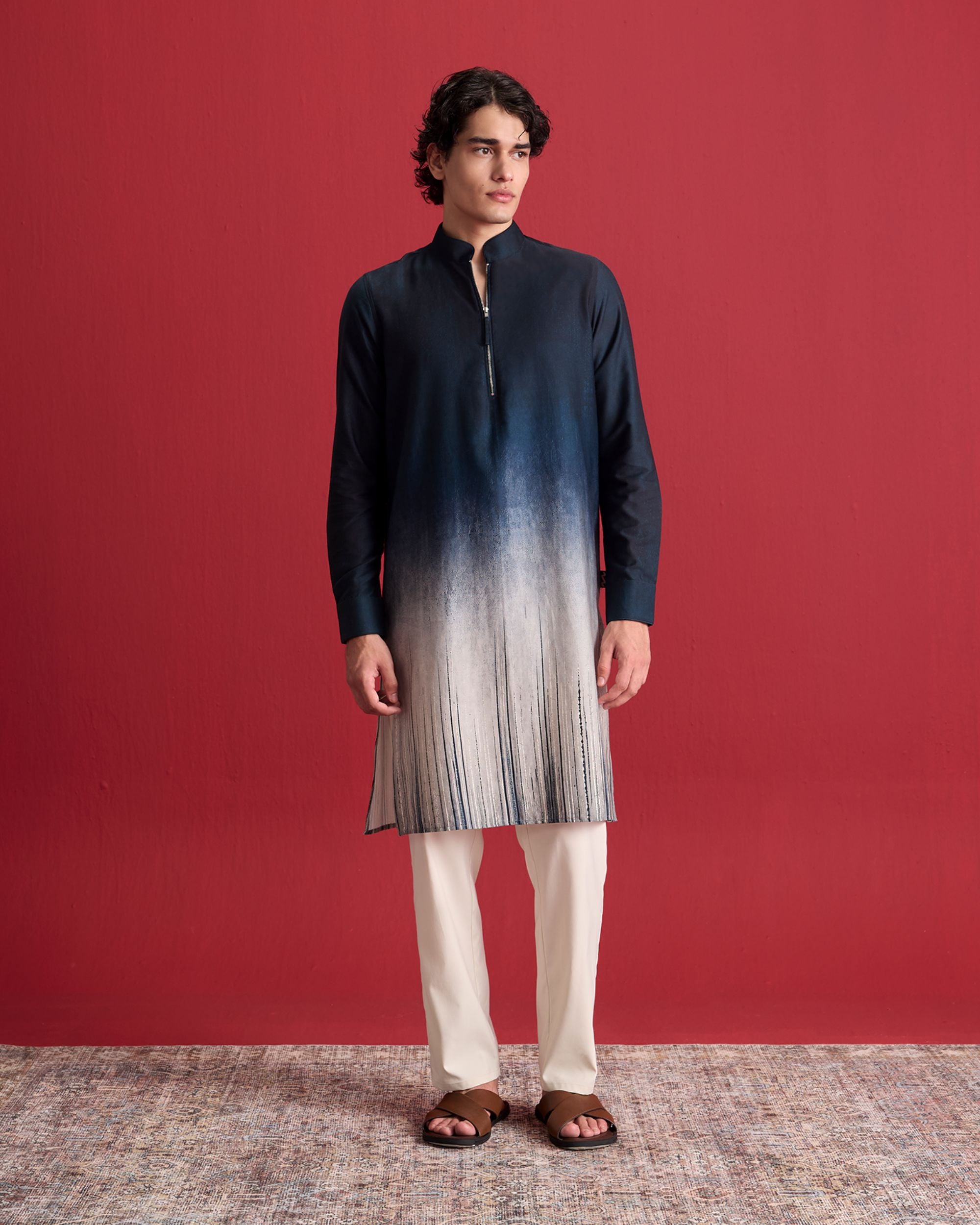 Navy Ombre Kurta Set