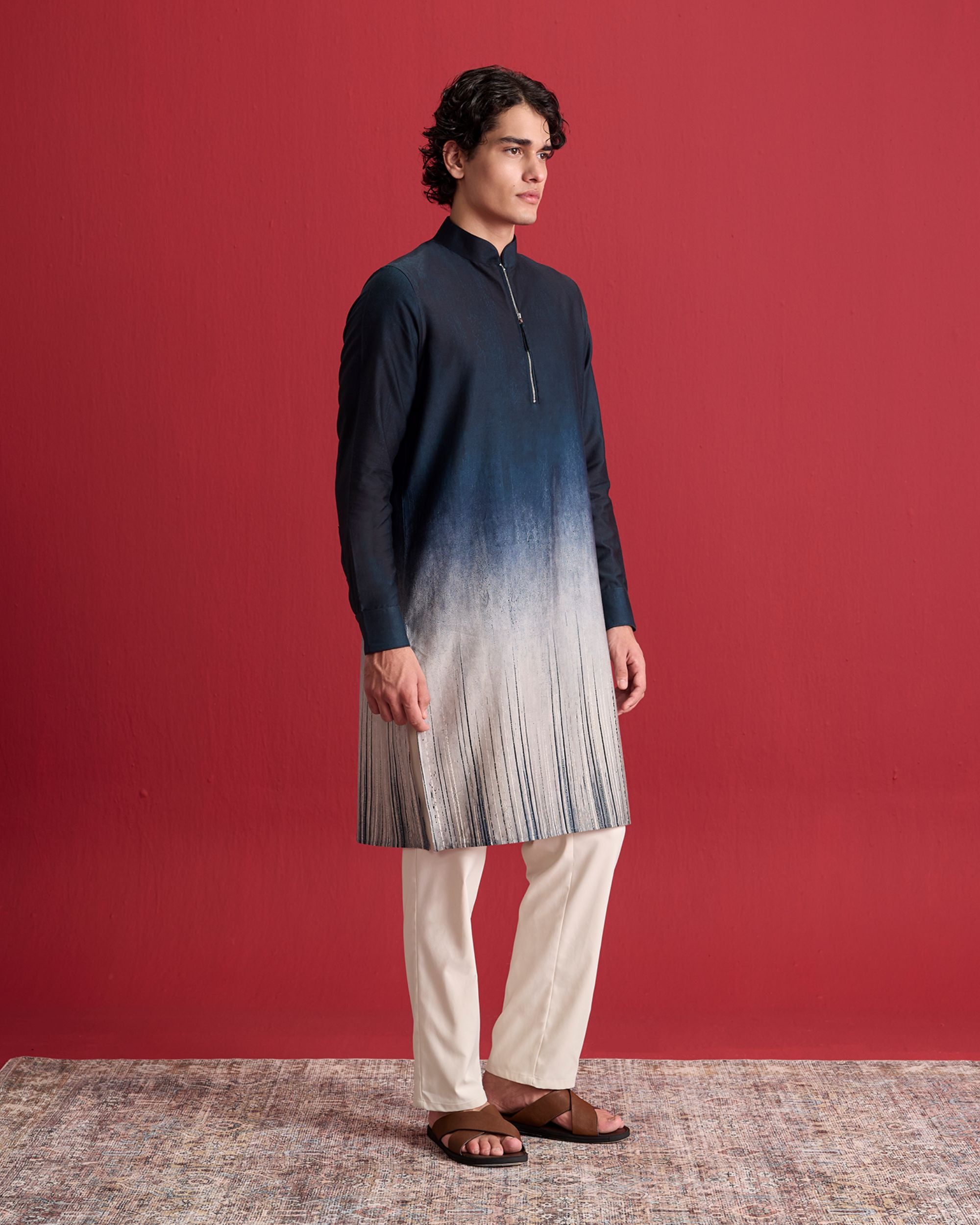 Navy Ombre Kurta Set