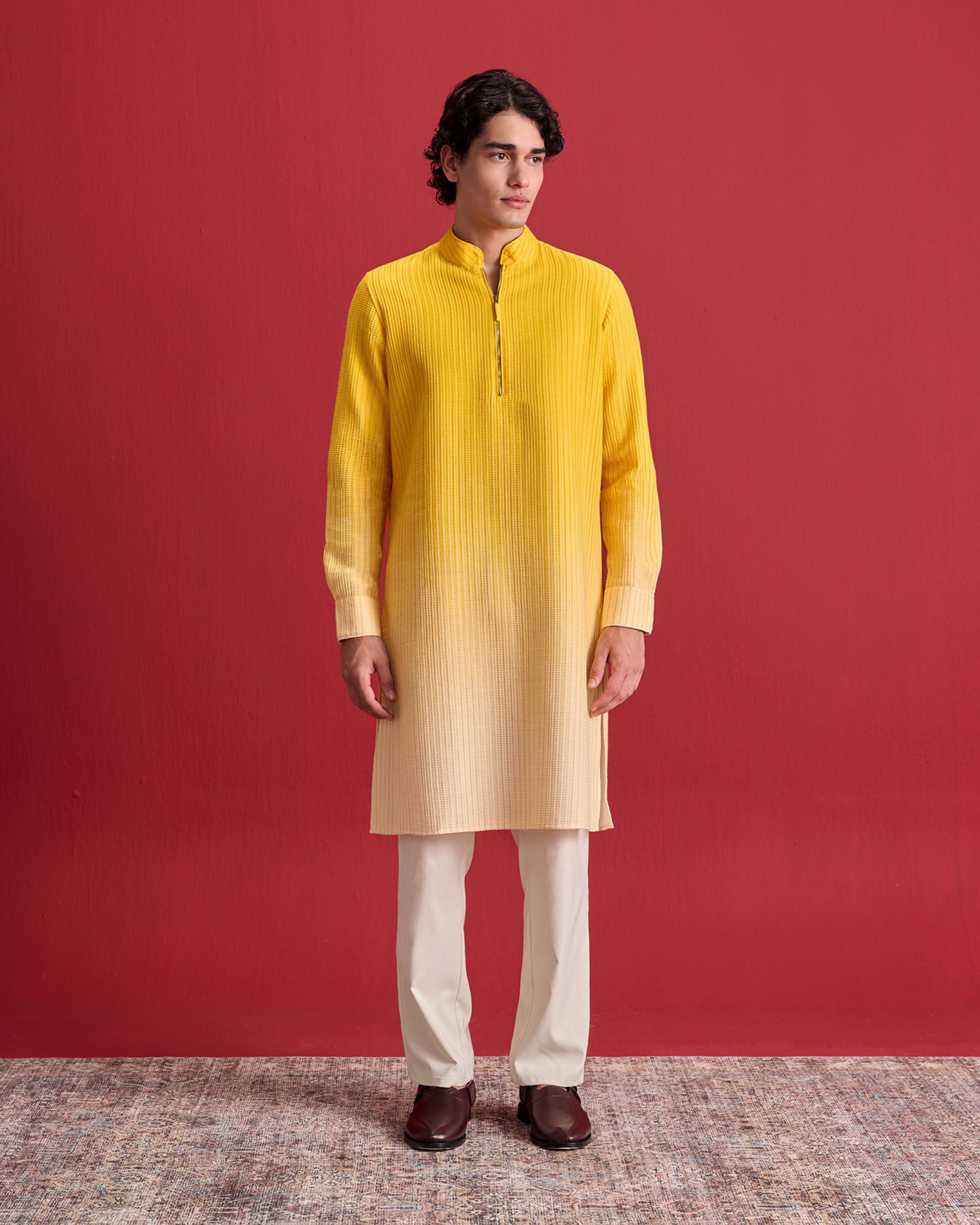 Yellow Ombre Kurta Set