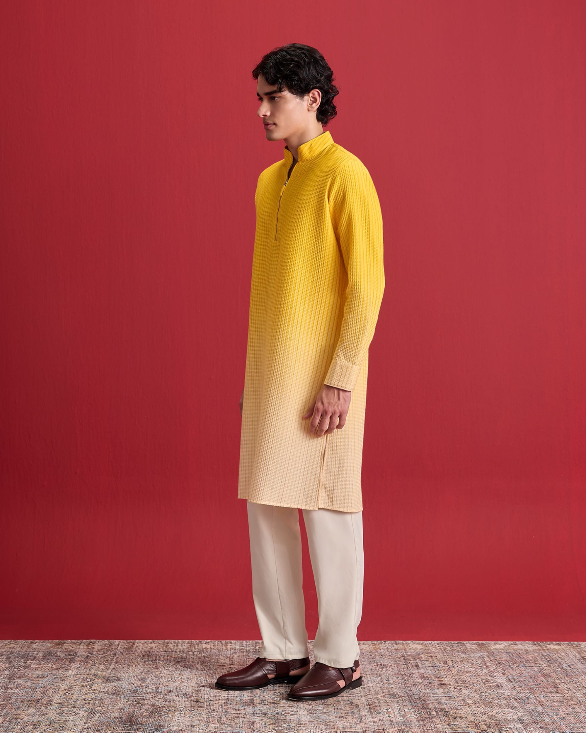 Yellow Ombre Kurta Set
