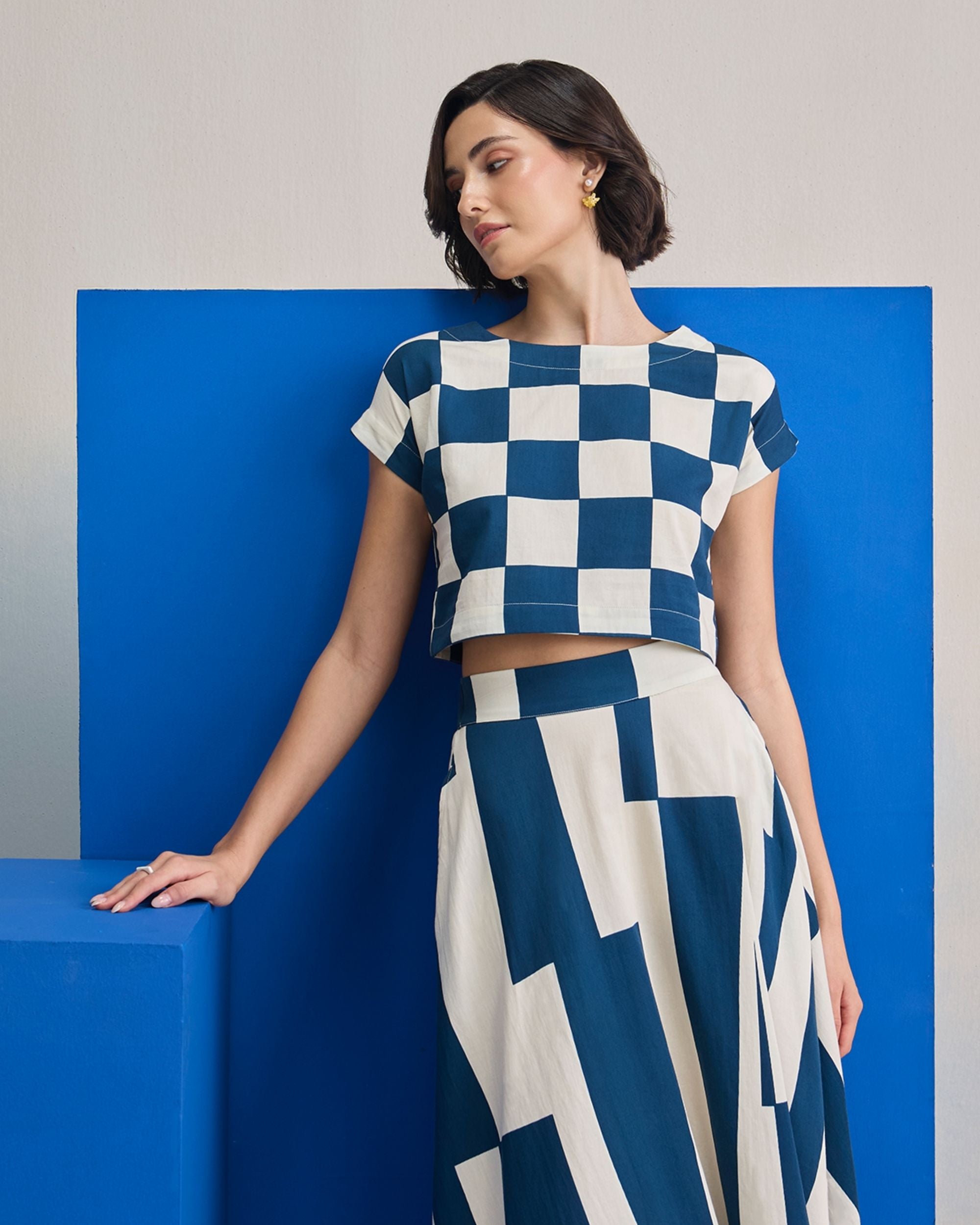 Riviera Navy Skirt Set