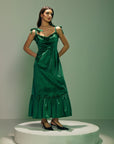 Green Velvet Midi Dress