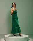 Green Velvet Midi Dress