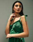 Green Velvet Midi Dress