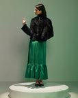 Green Velvet Midi Dress