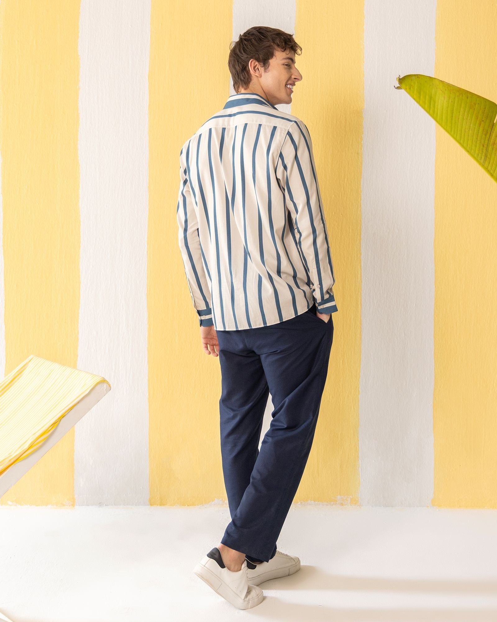 Blue &amp; Beige Striped His &amp; Hers Set