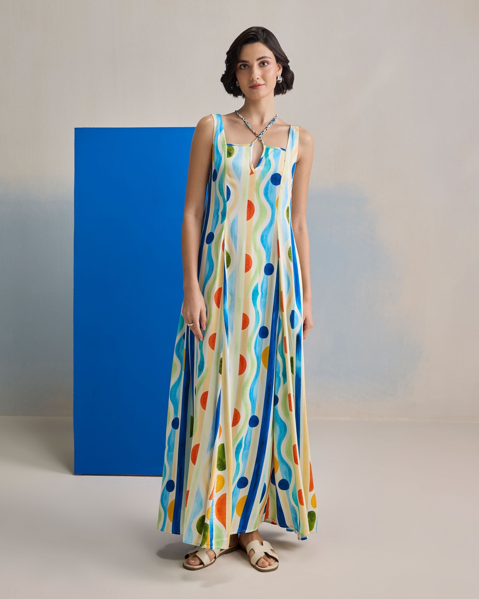 Aqua Ripple Maxi Dress
