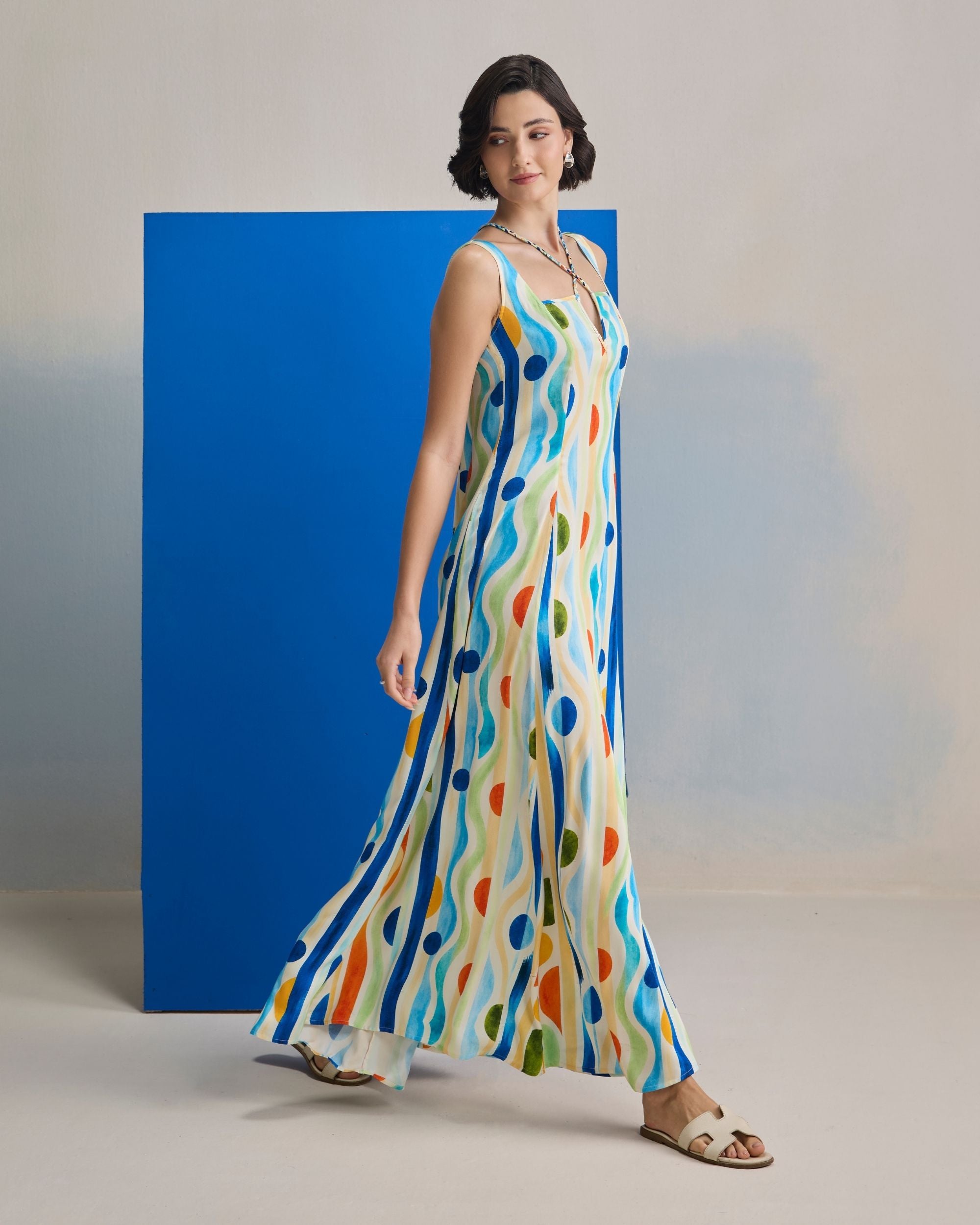 Aqua Ripple Maxi Dress