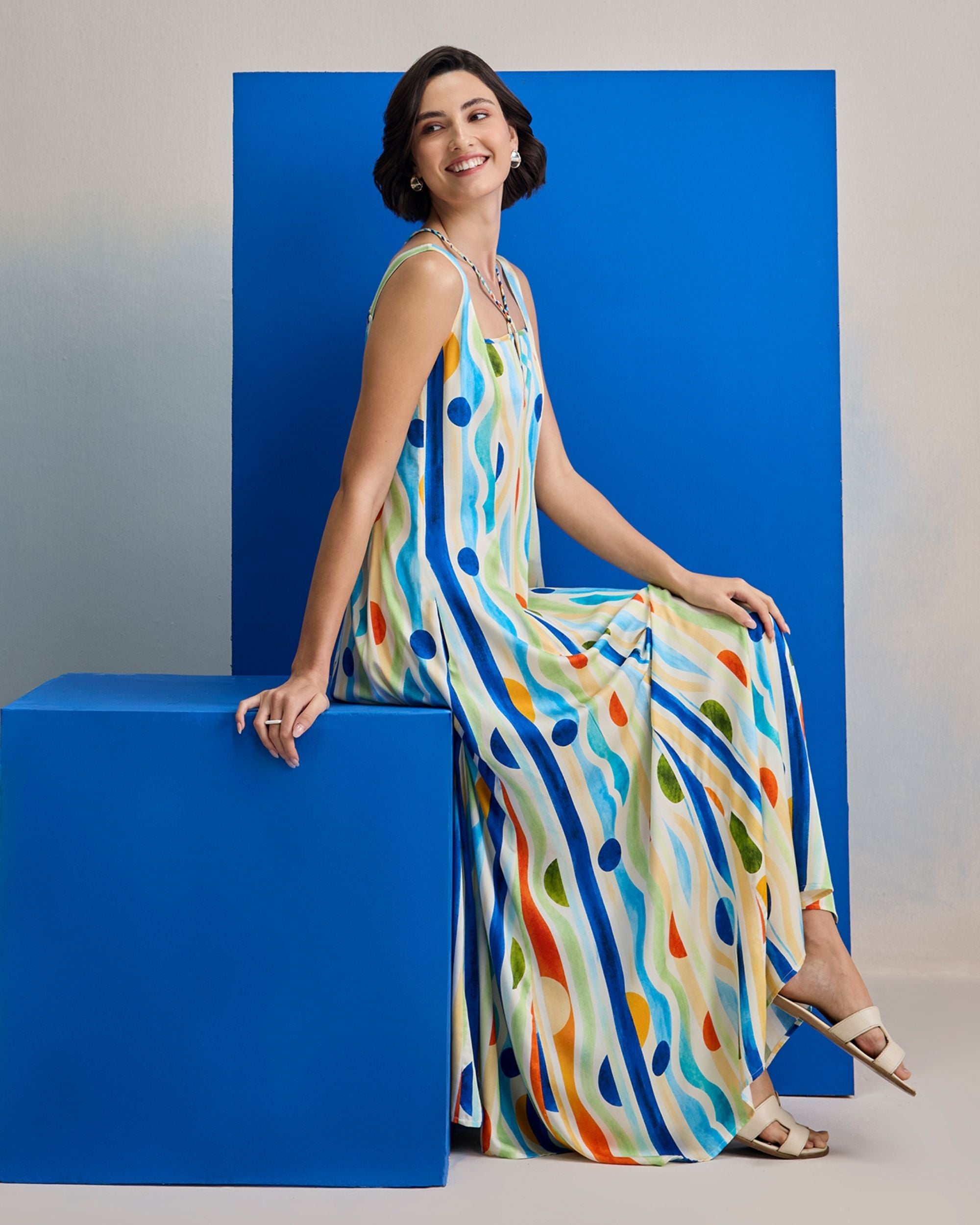 Aqua Ripple Maxi Dress