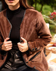 Brown Jacket & Leather Pants Set