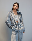 Grey Velvet Jacket Set