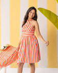 Red & White Striped Short Dress
