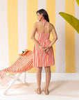 Red & White Striped Short Dress
