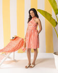 Red & White Striped Short Dress