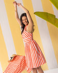 Red & White Striped Short Dress